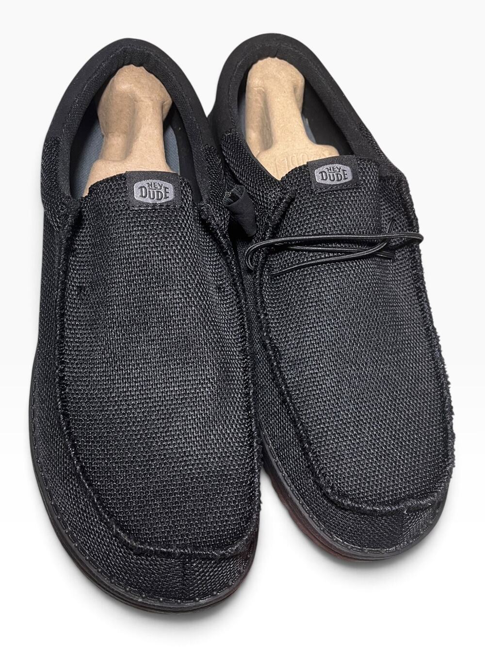 Hey Dudes Men's Black Slip On Loafers Size 13 NWOB Lace Up Lightweight Comfort